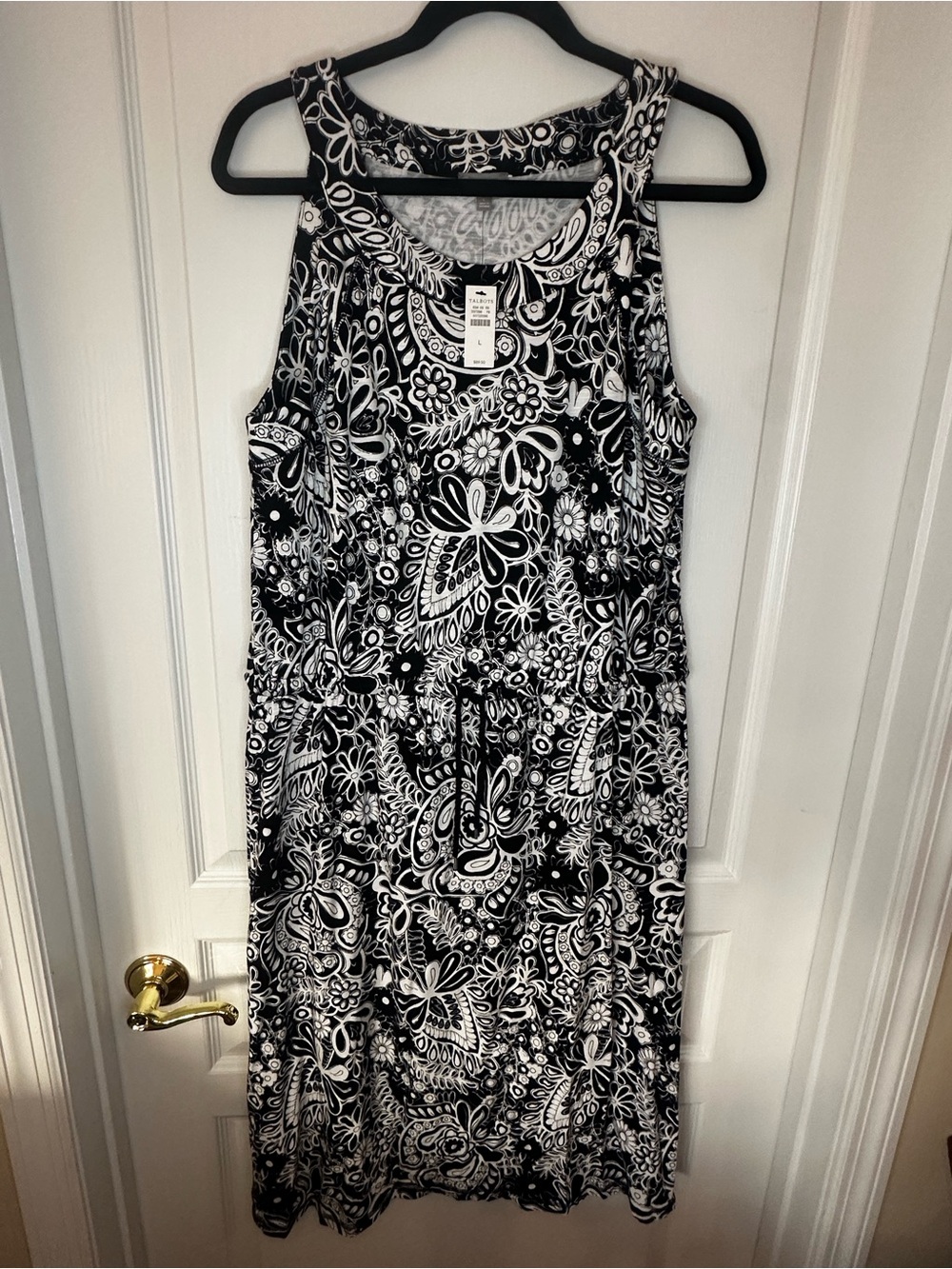 Talbots Black & White Floral-Print Sleeveless Maxi Dress - Picture 1 of 9